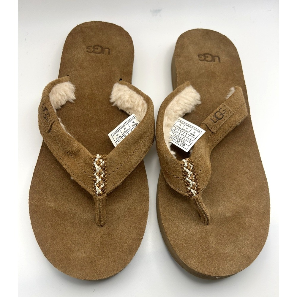 NWOT UGG Alvala Flip-Flops Chestnut Suede Leisure Comfort Size 7